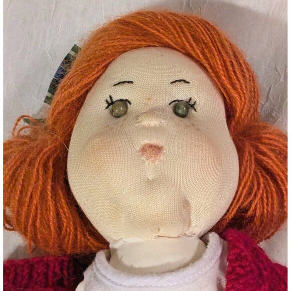 Handmade Doll Stockinette Schoolgirl Redhead Soft Sculpted Freckles Pouty 19" - Picture 16 of 16